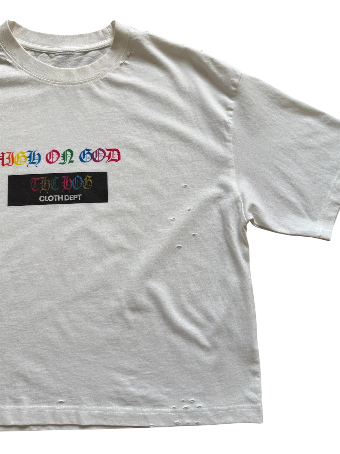 Oversized Cropped Distressed Tee