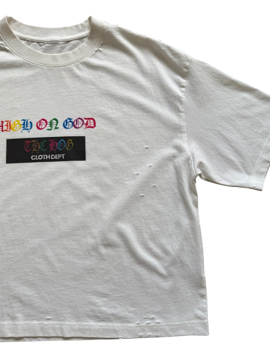 Oversized Cropped Distressed Tee