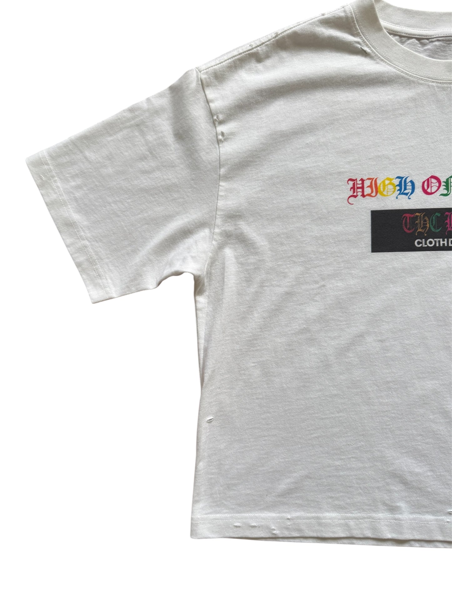 Oversized Cropped Distressed Tee